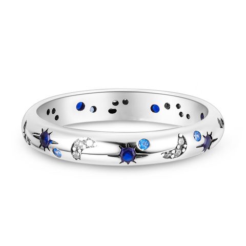 MULA Original Glänzender Sternennacht 925 Silberfingerling Blauer AAA CZ Hypoallergenisch Für Frauen Schmuck Geburtstagsgeschenk