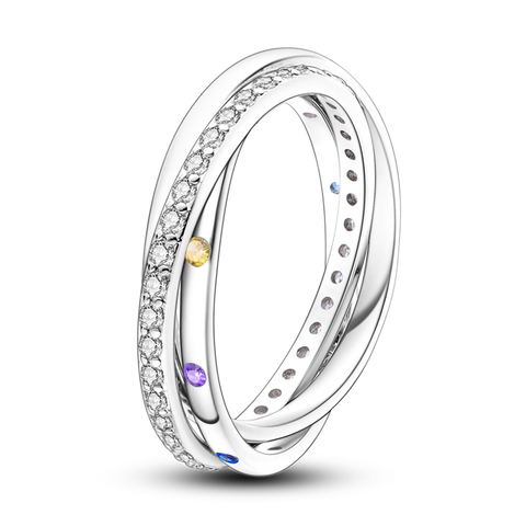 Sparkling Three-ring Ring