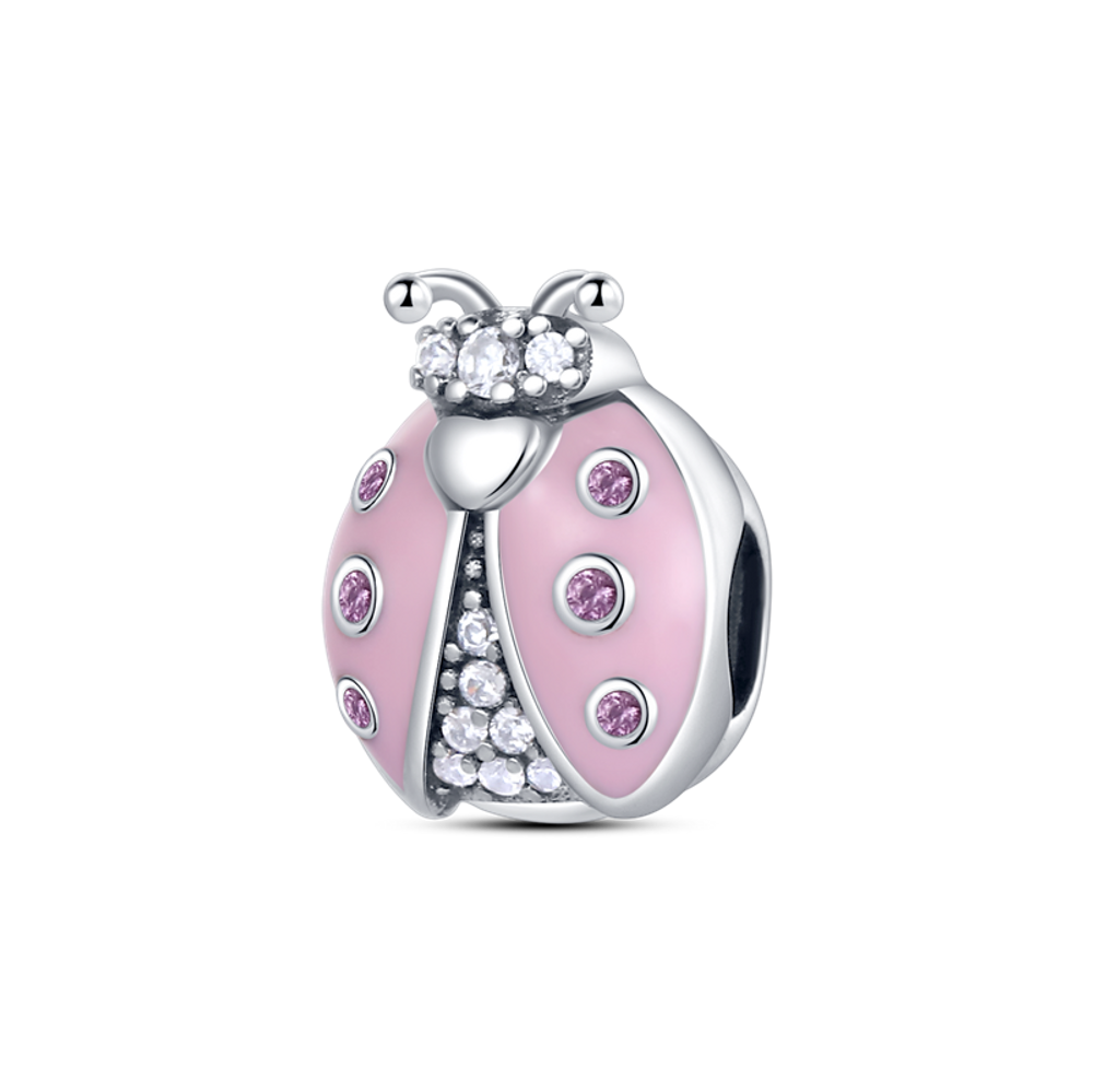 Pink Ladybug Charms Beads