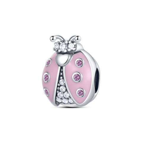 Pink Ladybug Charms Beads