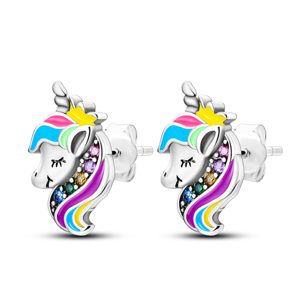 Crown Unicorn Stud Earrings