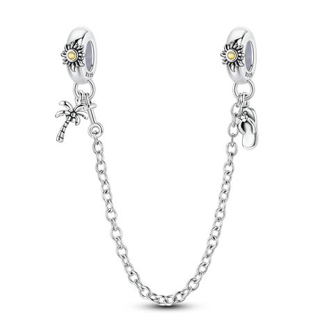 Mula Noël européen en argent sterling 925, breloque personnalisable « Soleil », « Pantoufles », « Arbre à cocotiers », chaîne de sécurité adaptée aux bracelets pour femmes, bijoux