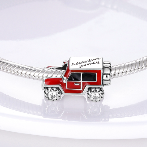 Red Off-road vehicle Charm Beads