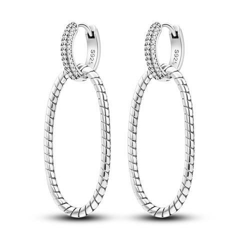 Oval Double Pavé Snake Earrings