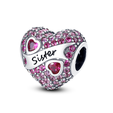 Perles en forme de coeur de soeur violet clair
