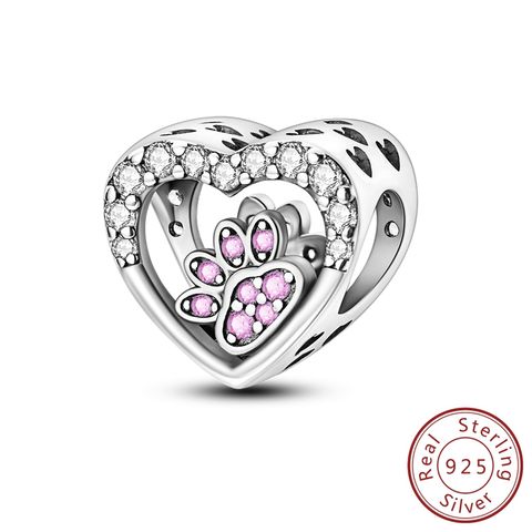 Love Pink Paw Print Beads