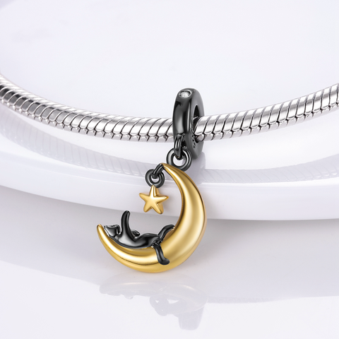 Charms pendants chat et lune