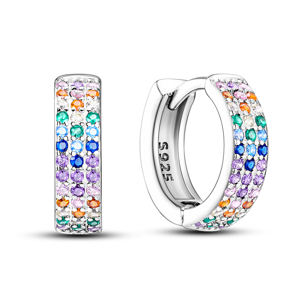 Sparkling Color Triple Row Pave Earrings