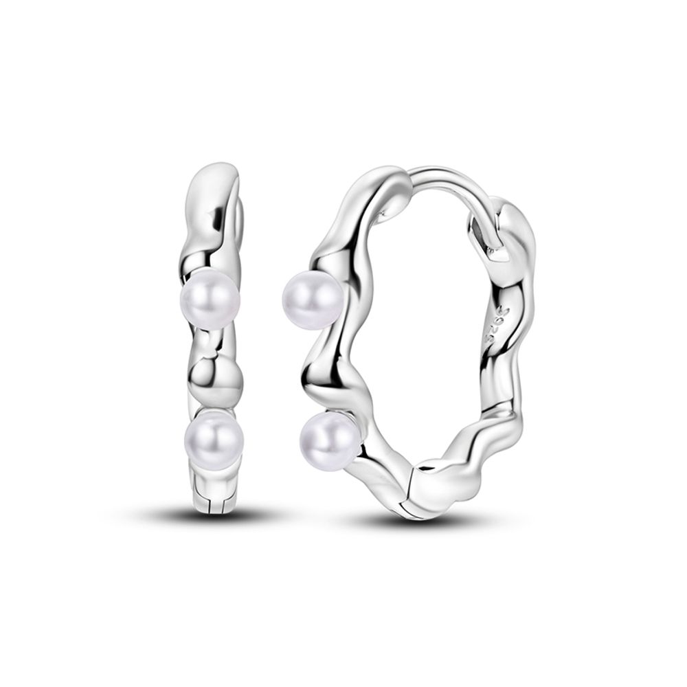 Liquid Metal Pearl Earrings