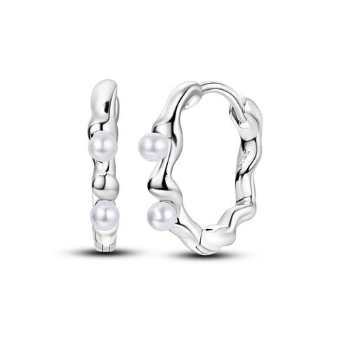 Boucles d&#39;oreilles perles en métal liquide