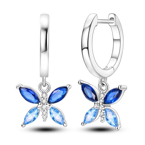 Sparkling Aquamarine Butterfly Earrings