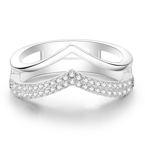 Zweireihiger Pave-V-Ring