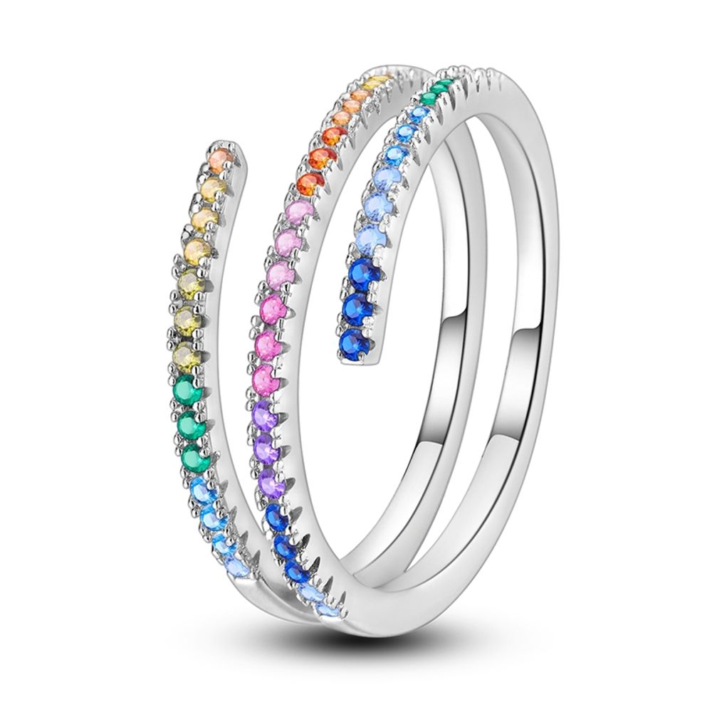 Rainbow Stones Spring Ring