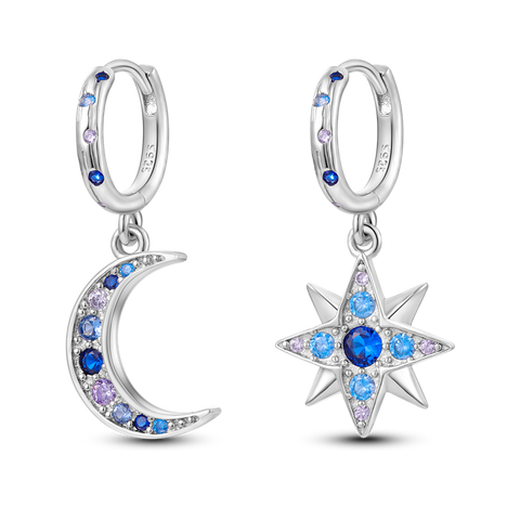 Blue Stars and Moon Earring