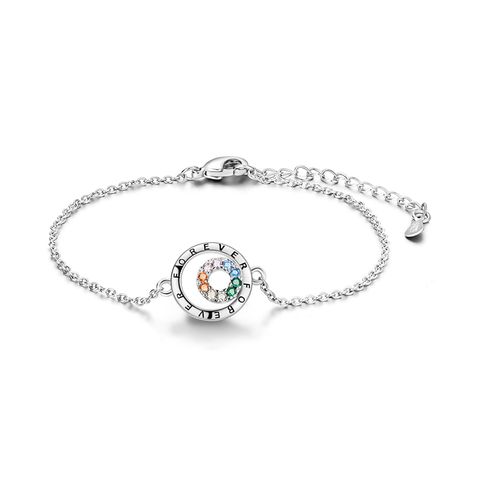 Ewiges Doppelring-Armband mit farbigem Zirkonia