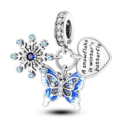 Snowflake Butterfly Heart Charm