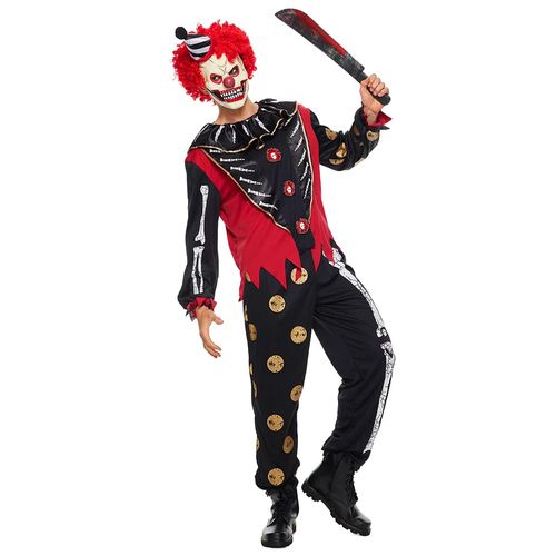 Effaçable Halloween Adulte Effrayant Tueur Os Clown Costumes Hommes Scream Evil Clown Costume De Fête