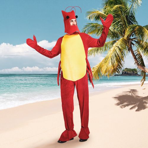 EraSpooky Adult's Lobster Halloween Costume Men Sea Animal Onesie Pajama Mascot Women