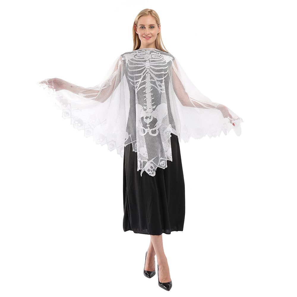 EraSpooky - Poncho de esqueleto para mujer, disfraz de Halloween para fiesta del día de los muertos
