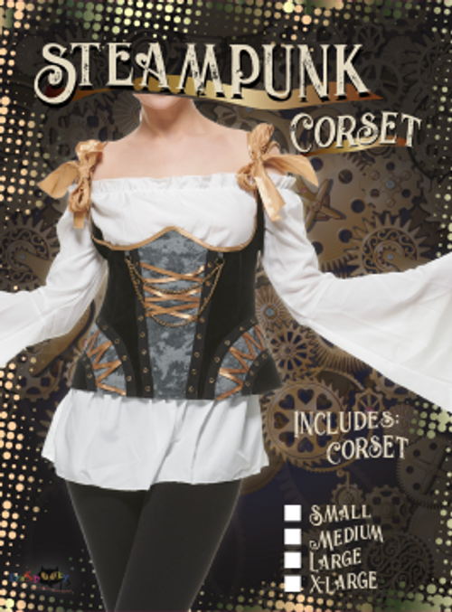 EraSpooky Steampunk Corset For Women Gothic Corsetlet Overbust Renaissance Steel Boned Bustier Adult Halloween Costume