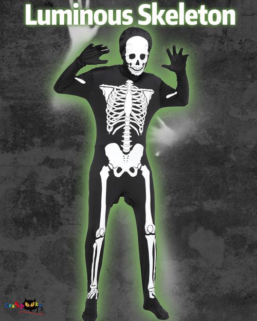 EraSpooky Halloween Men Luminous Full Body Tights Skeleton Glowing Costume