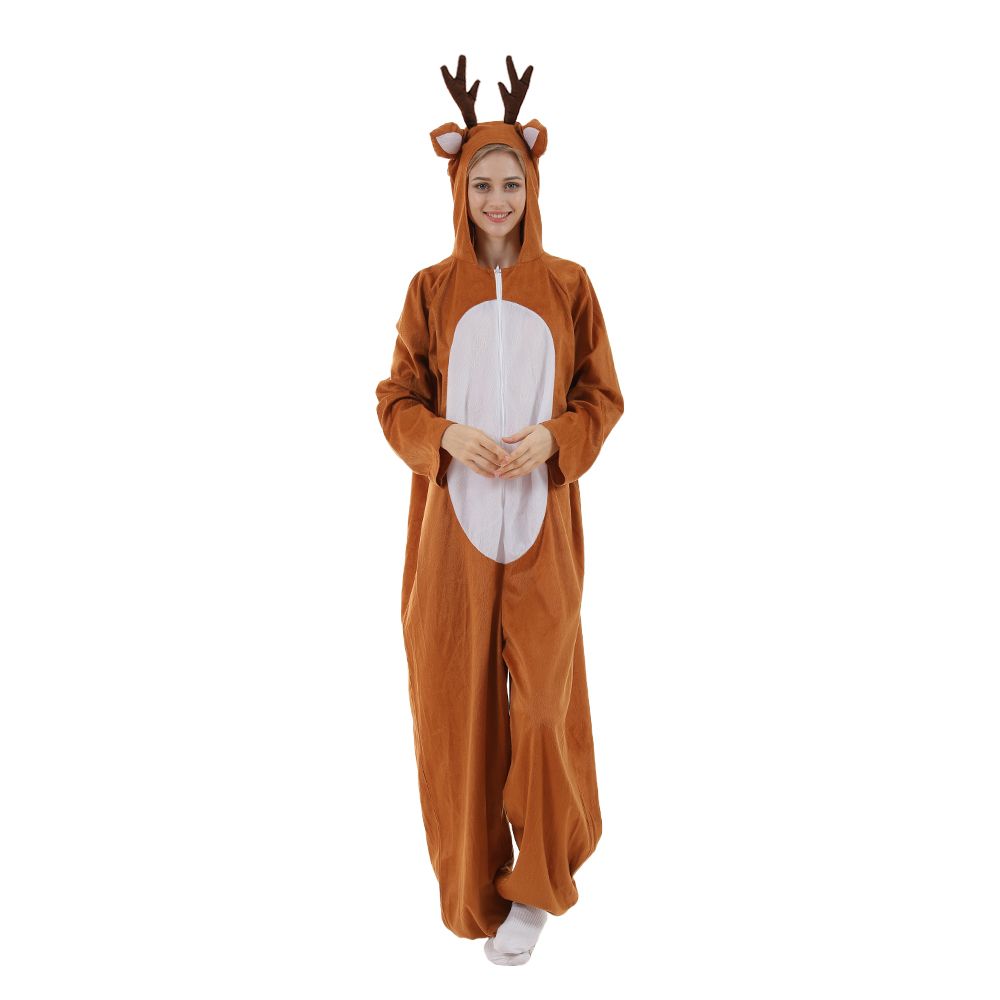EraSpooky Christmas Reindeer Adult Costume Unisex Deer Animal Onesie Party Jumpsuit