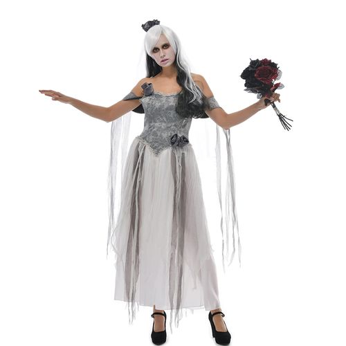 Effaçable femmes Halloween Zombie mariée fantôme Costumes délicat mort mariée robe Festival fête Cosplay