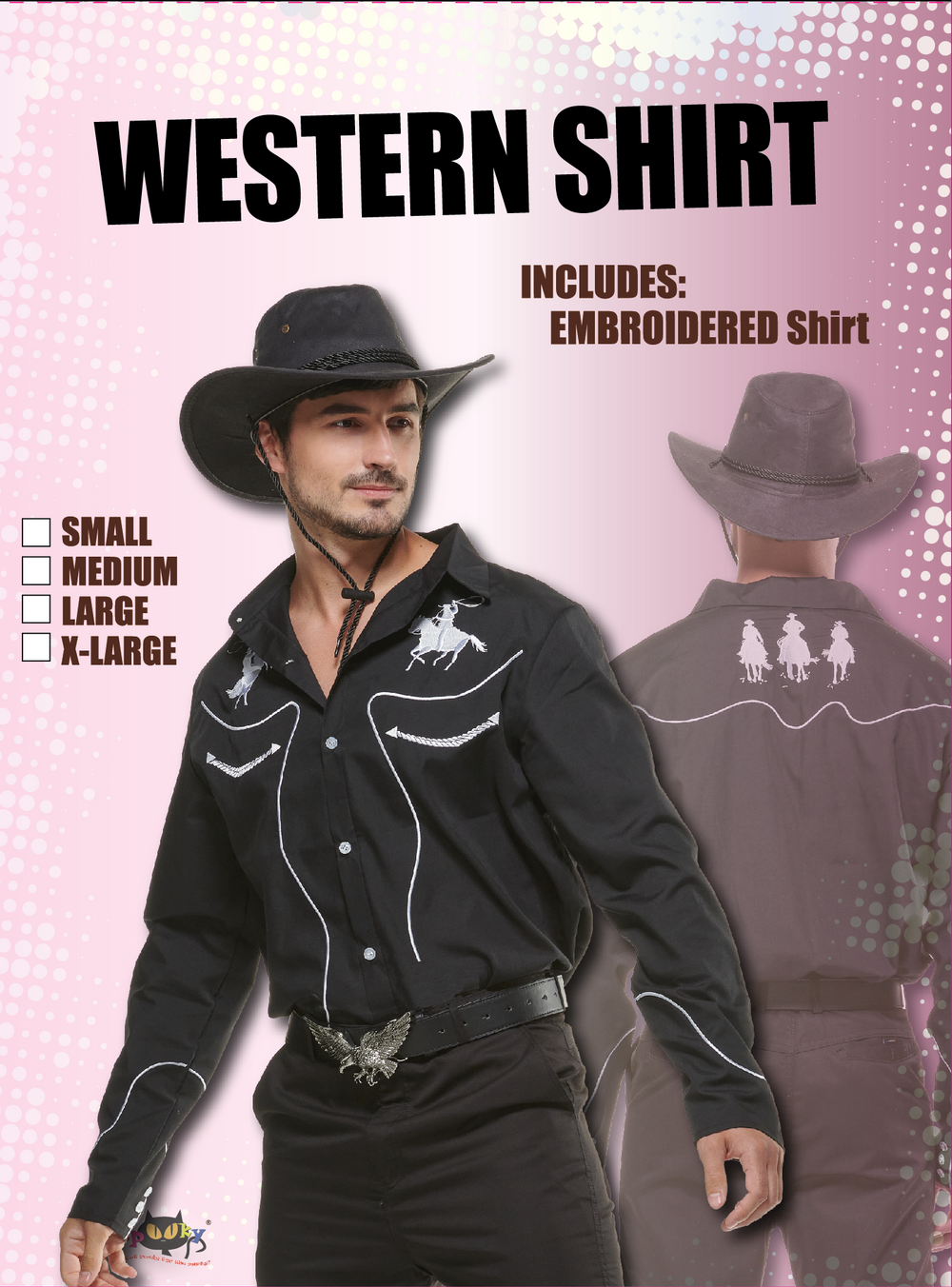 EraSpooky Western Camisas para Hombre Vaquero Botón Abajo Camisa Manga Larga