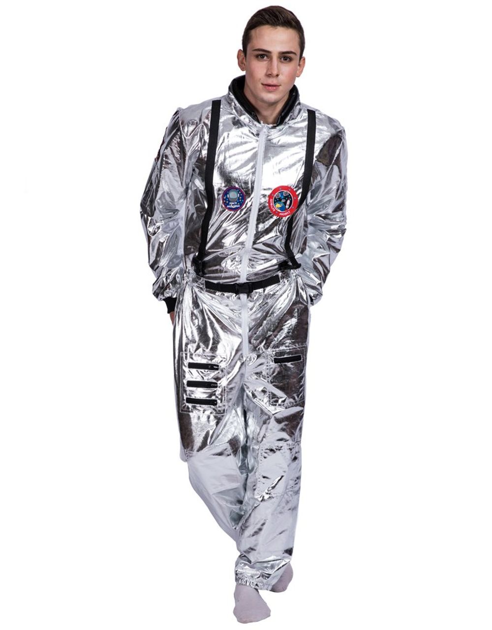 EraSpooky Herren Astronaut Raumfahrer Kostüm Silber