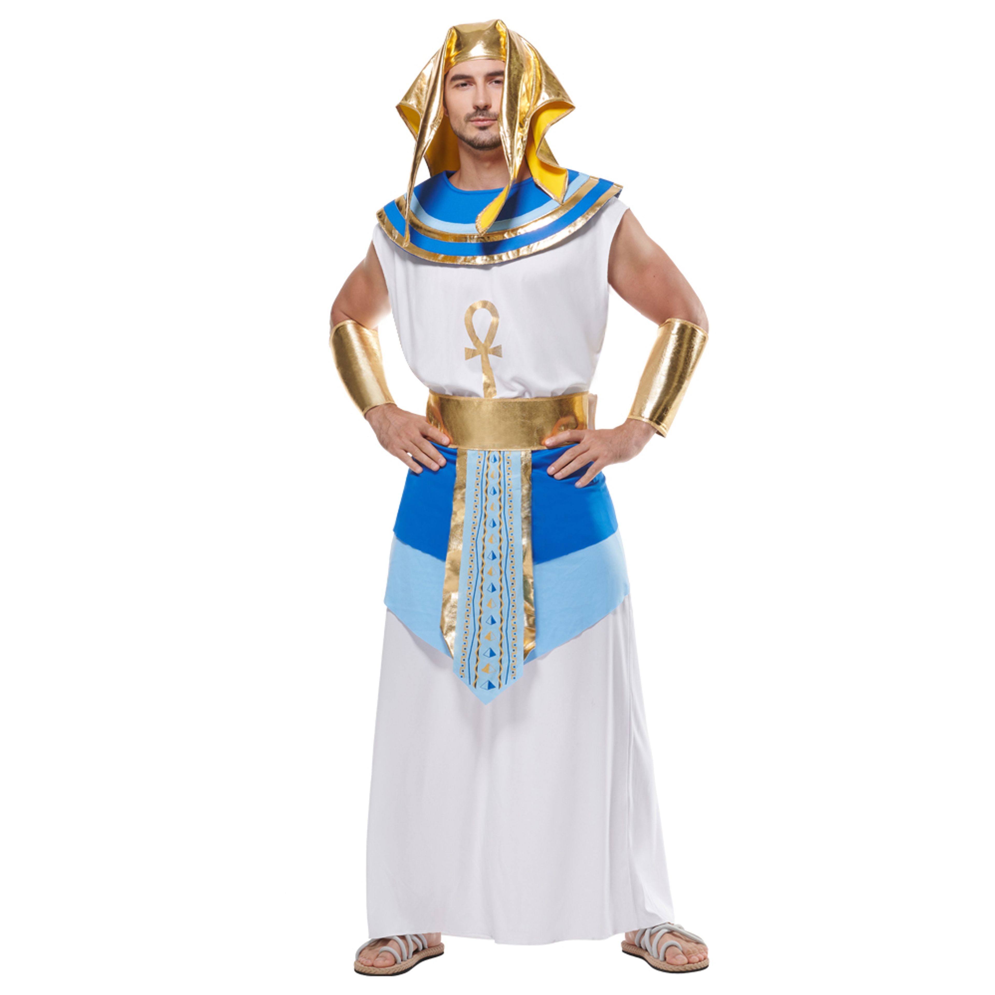 Men's Egyptian Costume Ancient Robe Pharaoh Egypt King Set Halloween Fancy  Dress