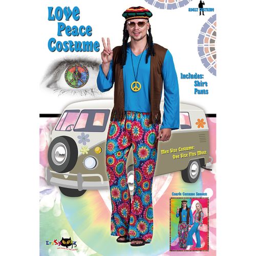 EraSpooky Men's Adult Hippie Love Peace Costume