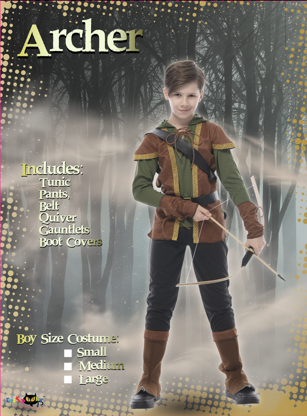 EraSpooky Costume d'Halloween Robin des bois pour garçon Tenue de chasseur d'archer médiéval