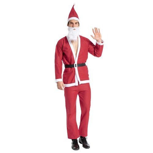 EraSpooky Costume de Père Noël pour Homme Costume de Noël Déguisement Budget Costume Rouge
