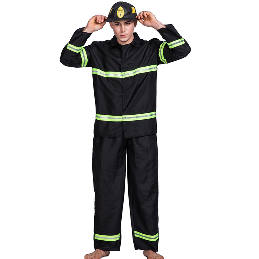 EraSpooky Disfraz de bombero bombero adulto para Halloween