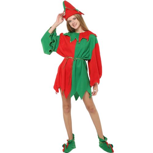EraSpooky Women Christmas Santa Elf Costume for Christmas Party