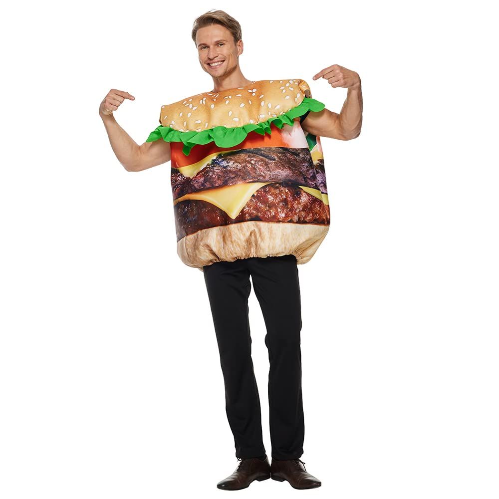 EraSpooky Adult Hamburger Costume Funny Food Party Halloween Suit