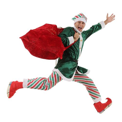 EraSpooky 크리스마스 남자 산타 엘프 벨벳 의상 디럭스 산타의 도우미 코스프레 파티를위한 멋진 드레스