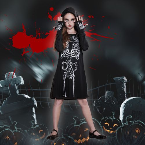 EraSpooky Girl’s Halloween Skeleton Dress Costume Tutu Skirt Scary Cosplay