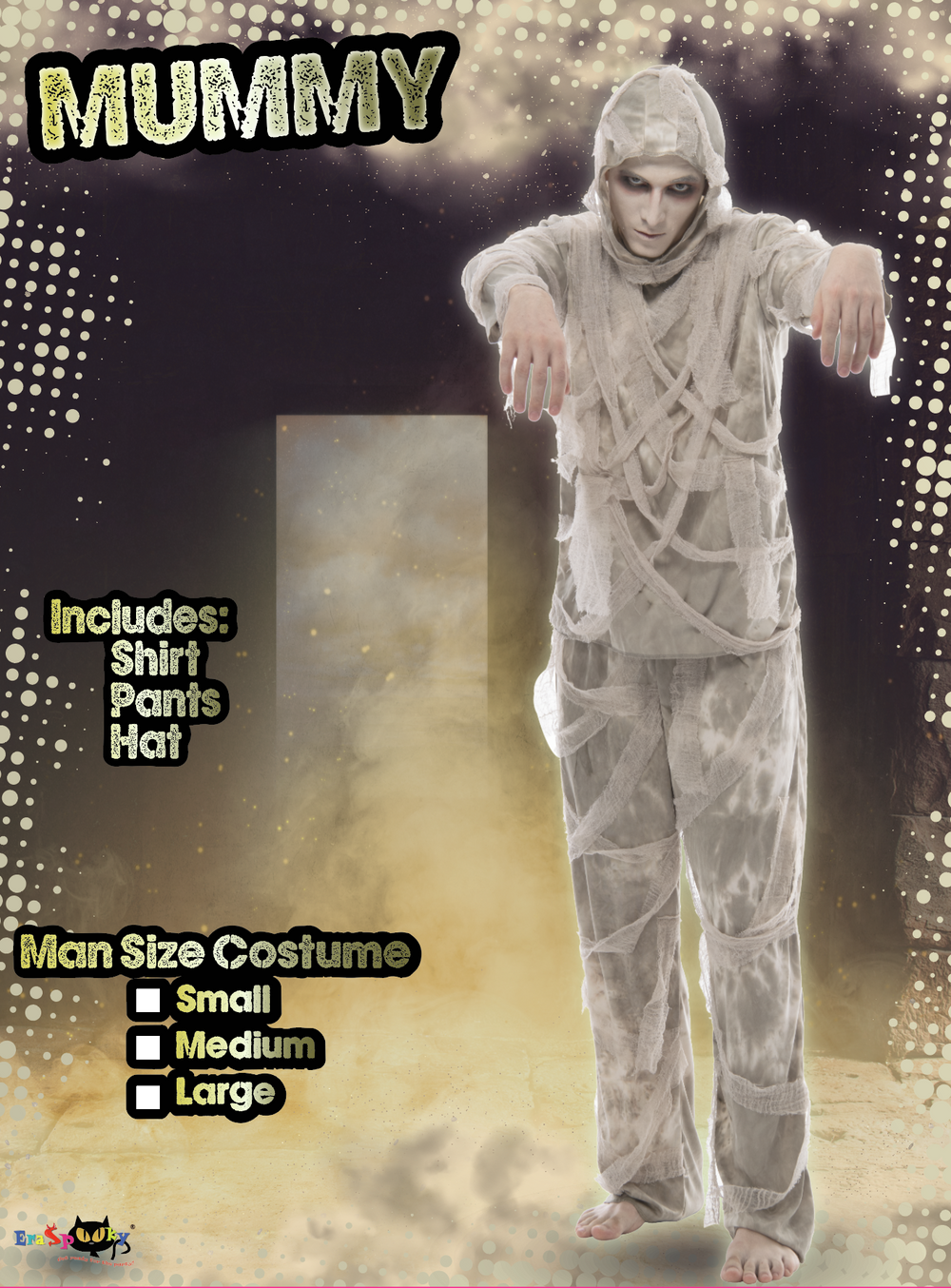 EraSpooky Disfraz de momia de Halloween Disfraz de terror para hombre Disfraz de Egipto para adulto