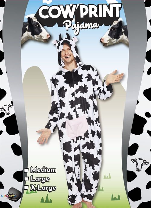 Eraspooky Unisex Adult Milk Cow Onesie plush Pajamas Halloween Animal Cosplay Costume