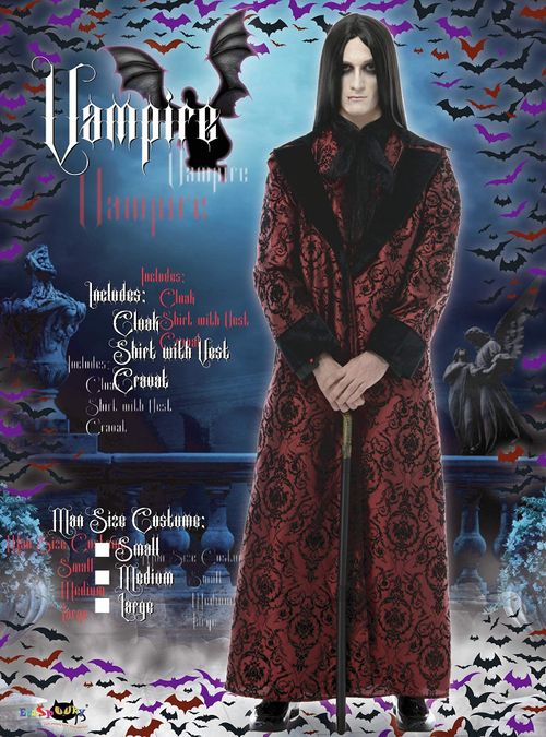 EraSpooky Men Halloween Gothic Deluxe Full Length Vampire Costume