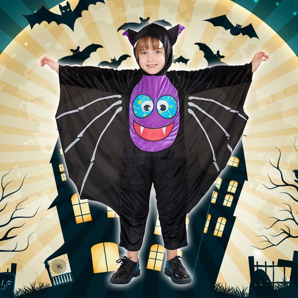 EraSpooky Jungen-Fledermaus-Halloween-Kostüm, Vampir-Einteiler, Overall, Jungen, Fledermausflügel, Mädchen