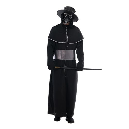 Eraspooky Plague Doctor Costume Men Halloween Party Warlock Coat Steampunk Medieval Suits with Hat