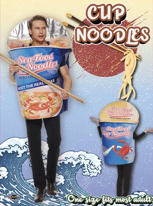 Eraspooky Halloween Unisex adult Seafood Cup Noodles Costumes Men Women Funny Food Suit for Party