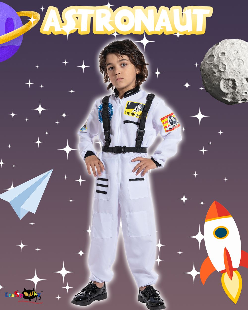 EraSpooky キッズ 宇宙飛行士 コスチューム 宇宙飛行士 スーツ 男の子 ハロウィン ガールズ コスチューム 子供用 - 面白いコスプレパーティー