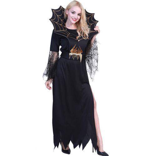 EraSpooky Femmes Araignée Sorcière Vampire Longue Robe d'Halloween