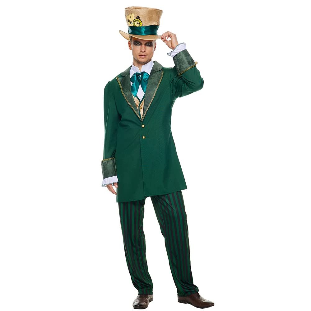 Eraspooky pour homme The Hatter Costume Mad Tea Party Halloween Cosplay avec chapeau haut de forme