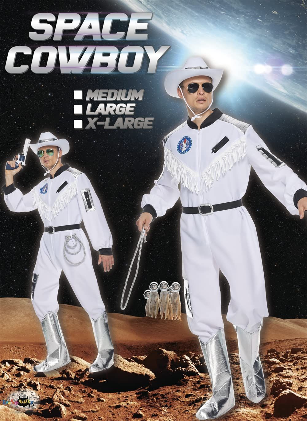 Eraspooky Men's Space Cowboy Costume Adult Astronaut Cosplay Jumpsuit