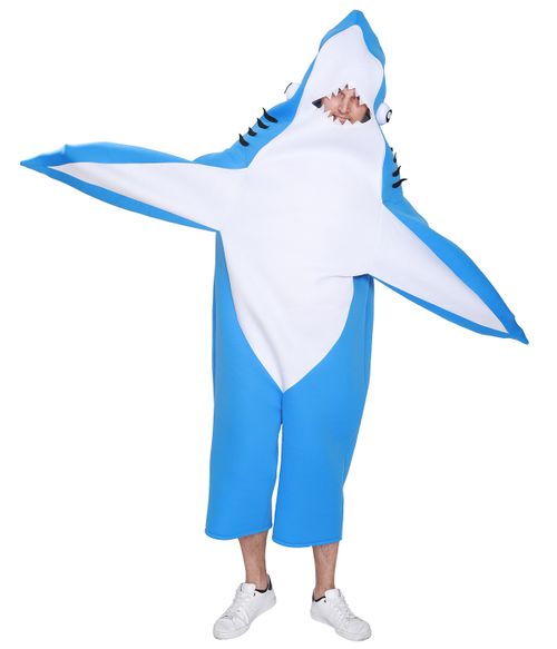 EraSpooky Adult Shark Costume Blue Mascot Party Funny Fancy Dress