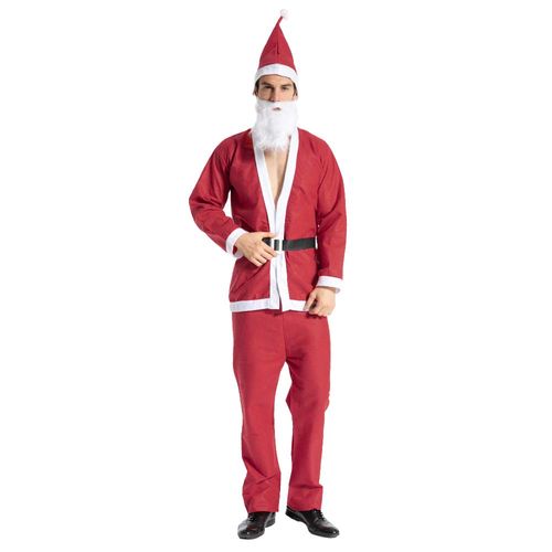 EraSpooky Costume de Père Noël pour Homme Costume de Noël Déguisement Budget Costume Rouge